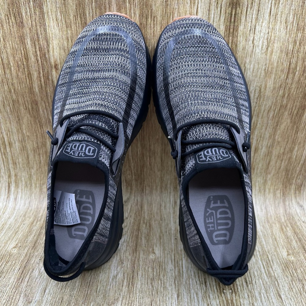 Hey Dude Sirocco Men's Size 11 Black Grey Knit Slip On Sneakers Casual Shoes - Picture 6 of 10